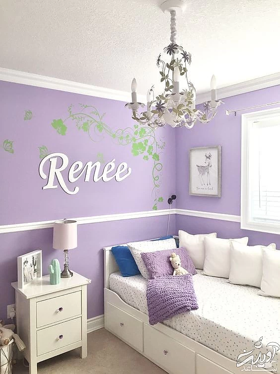 اتاق خواب با ترکیب رنگ بنفش